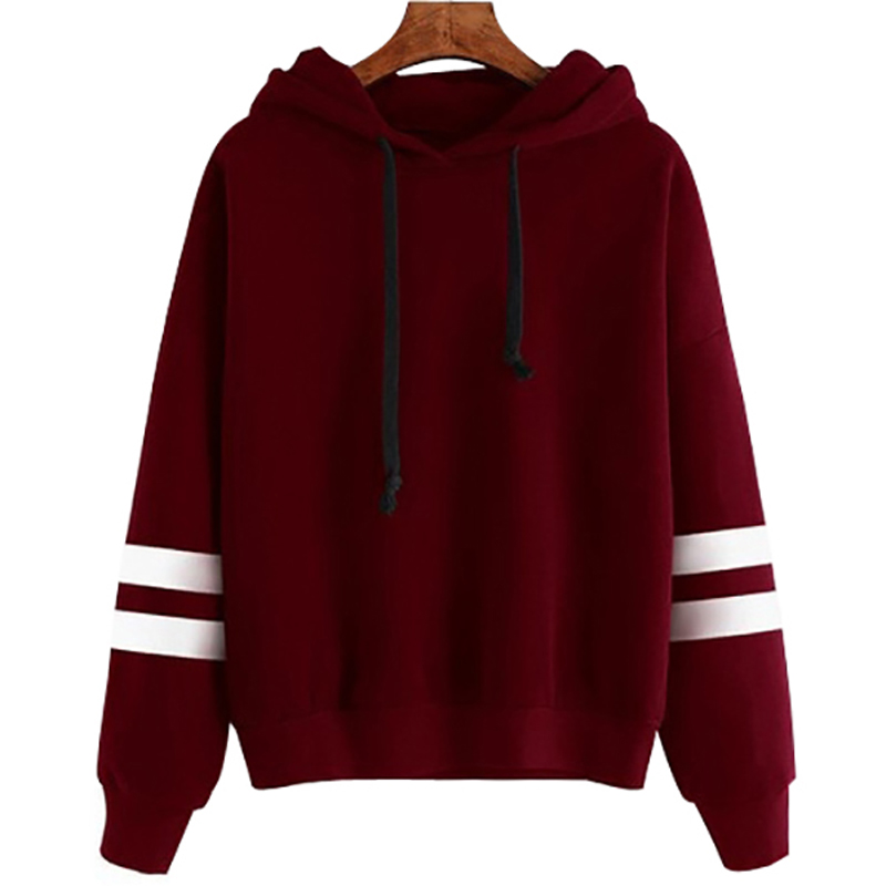 SOlid Black Sleeve Striped Hoodies